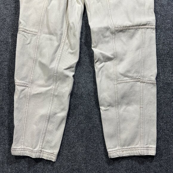 Pacsun Jeans Womens Small Elastic Waist Cargo Straight Leg Zip Fly Cream Cotton - Picture 2 of 9